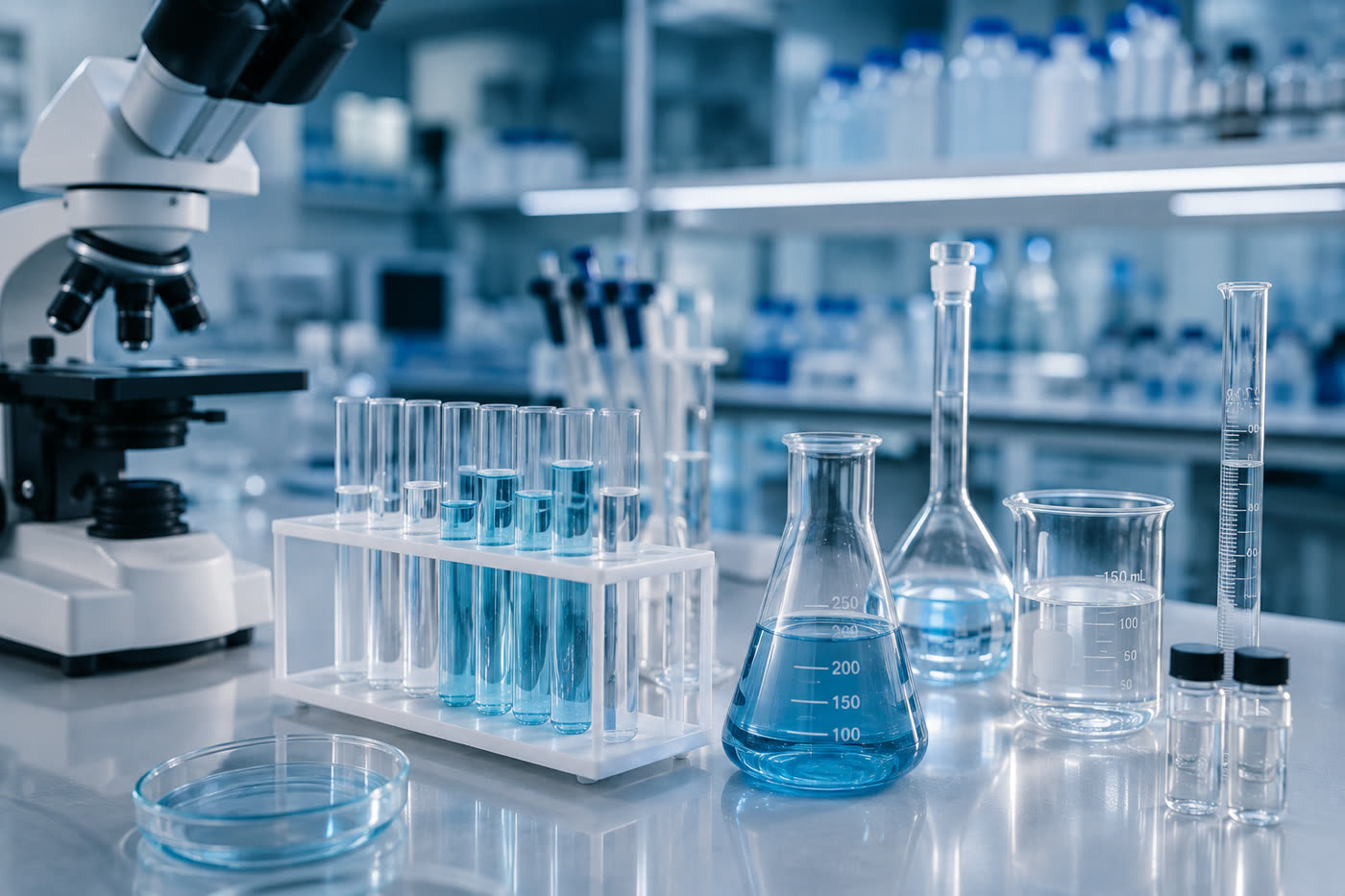 Laboratório — reagentes grau alimentício